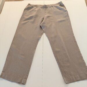 J. Jill Khaki 100% Linen Straight Leg Pull On Pants Womens XL Lagenlook Casual